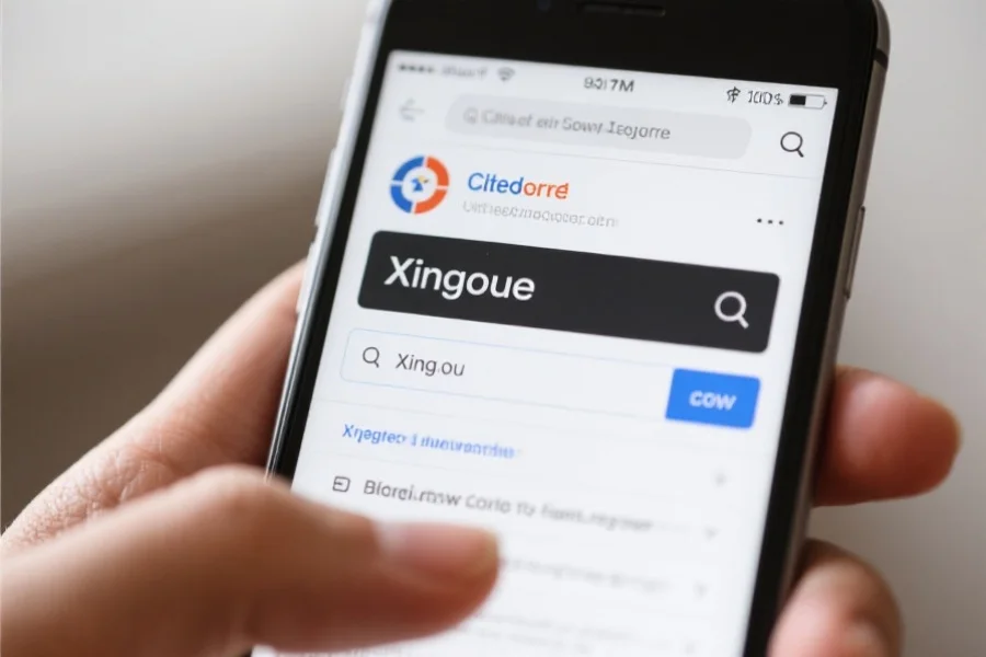 手机用户正在使用知名搜索引擎搜索Xing ou官网，结果页顶部有明显认证标识